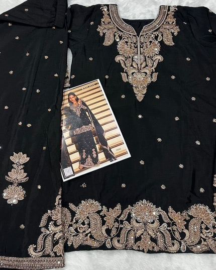 Chinon Embroidery Work With Heavy Beads | Perfect Ethnic Wear - Rosepetals Luxe