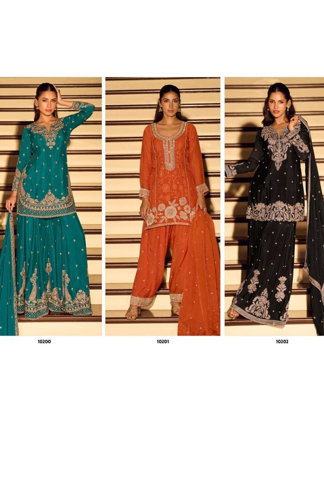 Chinon Embroidery Work With Heavy Beads | Perfect Ethnic Wear - Rosepetals Luxe