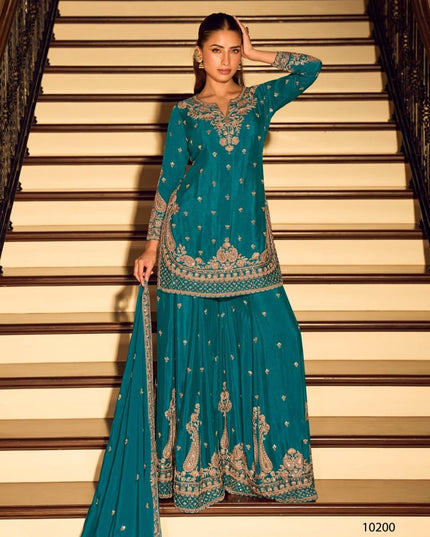 Chinon Embroidery Work With Heavy Beads | Perfect Ethnic Wear - Rosepetals Luxe
