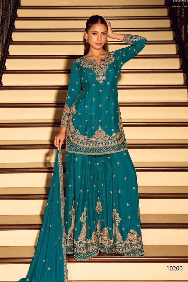 Chinon Embroidery Work With Heavy Beads | Perfect Ethnic Wear - Rosepetals Luxe