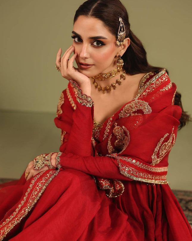 Chinon Silk Anarkali Gown With Zari Work | Perfect For Ethnic Wear - Rosepetals Luxe