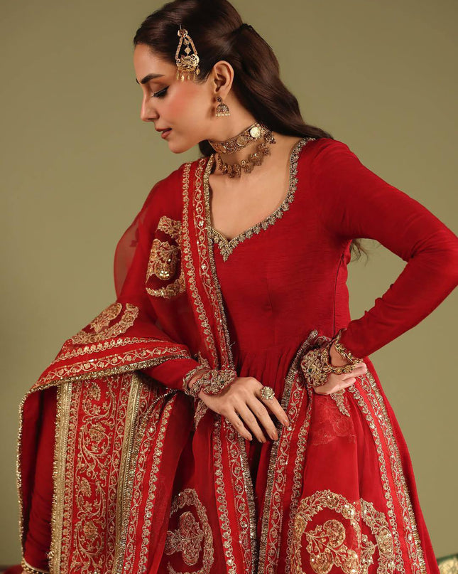 Chinon Silk Anarkali Gown With Zari Work | Perfect For Ethnic Wear - Rosepetals Luxe