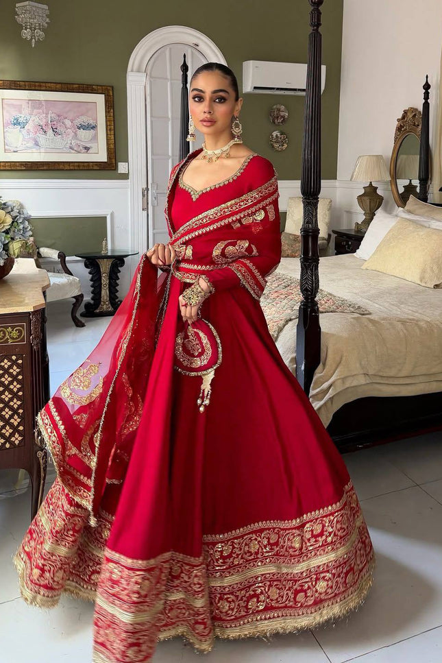 Chinon Silk Anarkali Gown With Zari Work | Perfect For Ethnic Wear - Rosepetals Luxe
