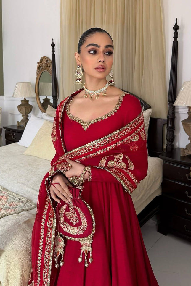 Chinon Silk Anarkali Gown With Zari Work | Perfect For Ethnic Wear - Rosepetals Luxe