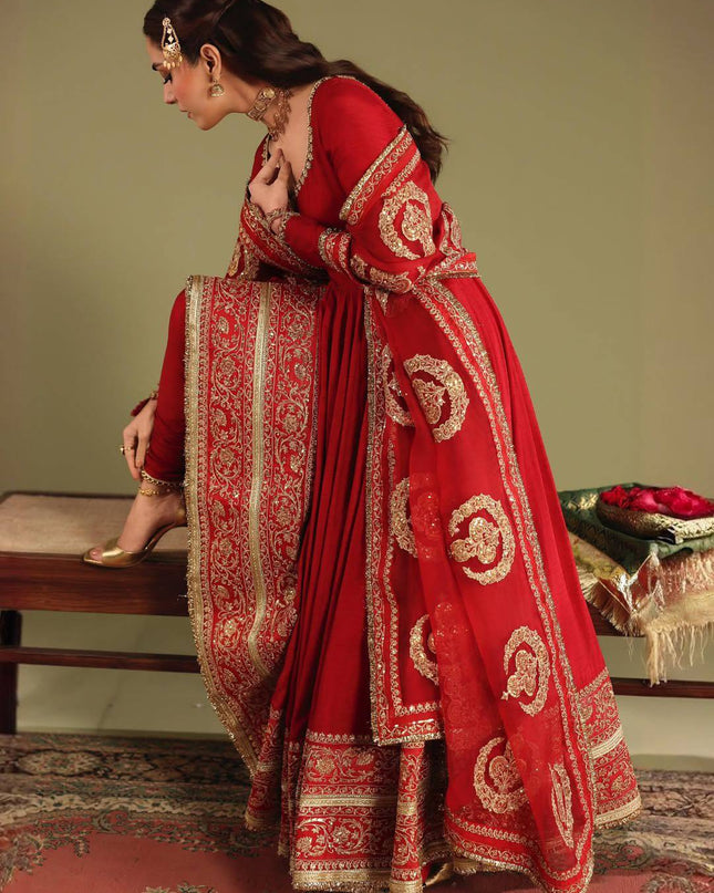Chinon Silk Anarkali Gown With Zari Work | Perfect For Ethnic Wear - Rosepetals Luxe
