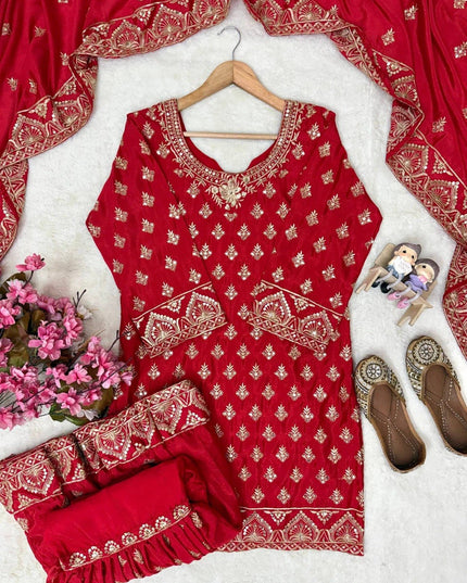 Chinon Zari Embroidered Sharara Set - Rosepetals Luxe