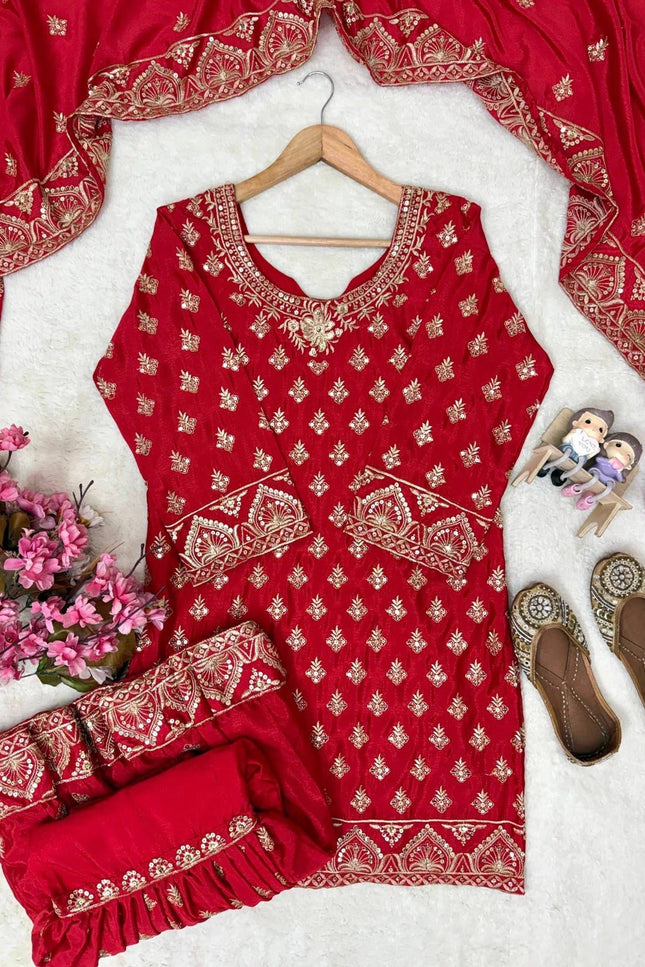 Chinon Zari Embroidered Sharara Set - Rosepetals Luxe