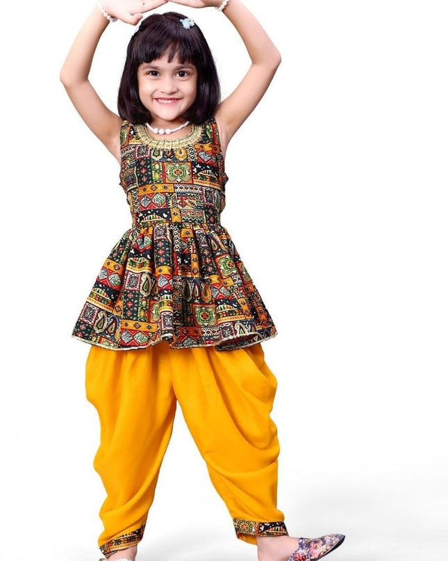 Cotton Blend Girls Ethnic Kurta & Dhoti Pant Set - Rosepetals Luxe