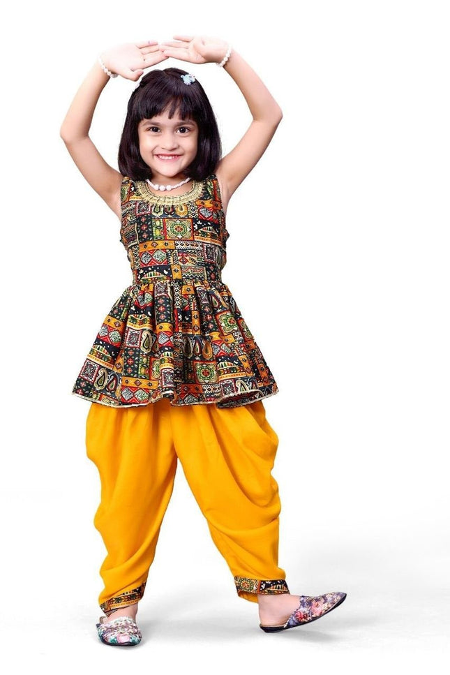 Cotton Blend Girls Ethnic Kurta & Dhoti Pant Set - Rosepetals Luxe