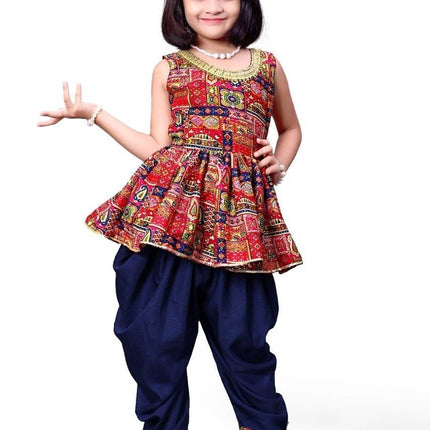 Cotton Blend Girls Ethnic Kurta & Dhoti Pant Set - Rosepetals Luxe