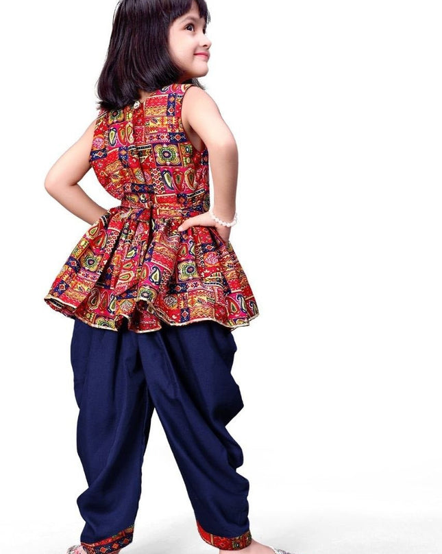 Cotton Blend Girls Ethnic Kurta & Dhoti Pant Set - Rosepetals Luxe
