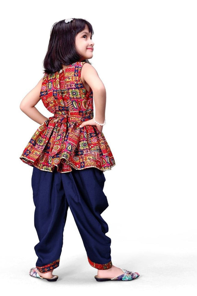 Cotton Blend Girls Ethnic Kurta & Dhoti Pant Set - Rosepetals Luxe