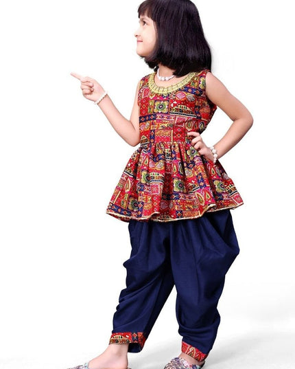 Cotton Blend Girls Ethnic Kurta & Dhoti Pant Set - Rosepetals Luxe