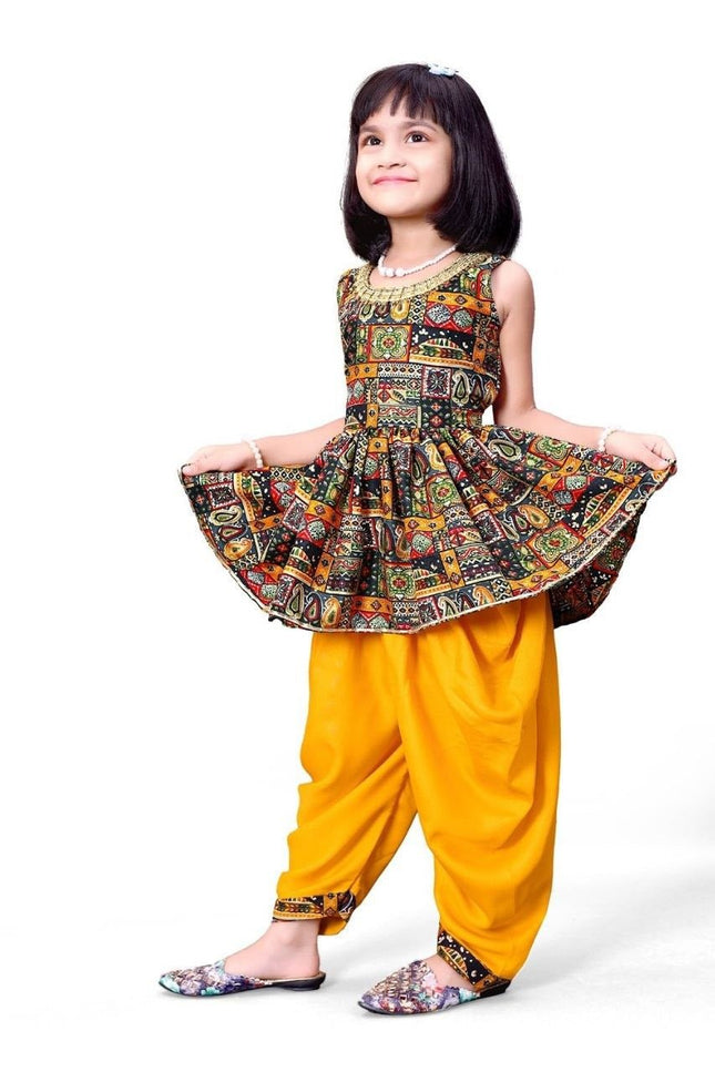 Cotton Blend Girls Ethnic Kurta & Dhoti Pant Set - Rosepetals Luxe