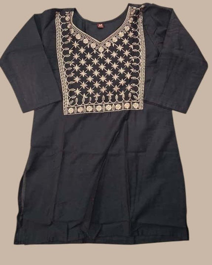 Cotton Blend Women’s Embroidery Straight Kurti | Ideal For Everyday - Rosepetals Luxe