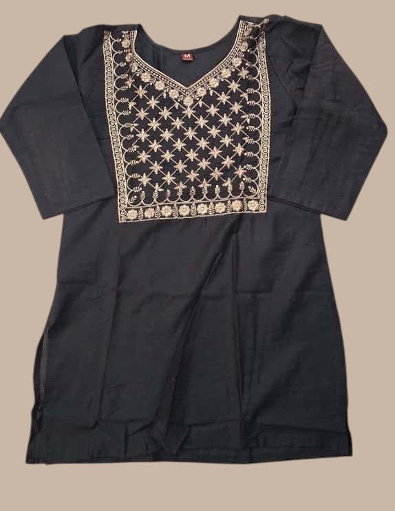 Cotton Blend Women’s Embroidery Straight Kurti | Ideal For Everyday - Rosepetals Luxe
