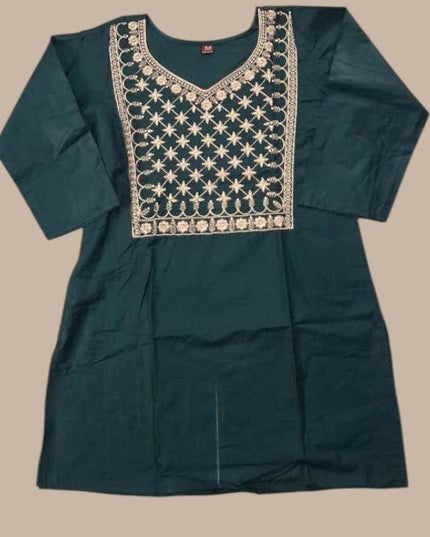 Cotton Blend Women’s Embroidery Straight Kurti | Ideal For Everyday - Rosepetals Luxe