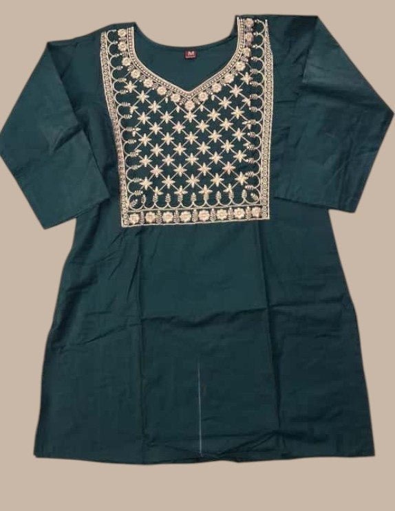 Cotton Blend Women’s Embroidery Straight Kurti | Ideal For Everyday - Rosepetals Luxe