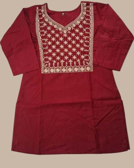 Cotton Blend Women’s Embroidery Straight Kurti | Ideal For Everyday - Rosepetals Luxe