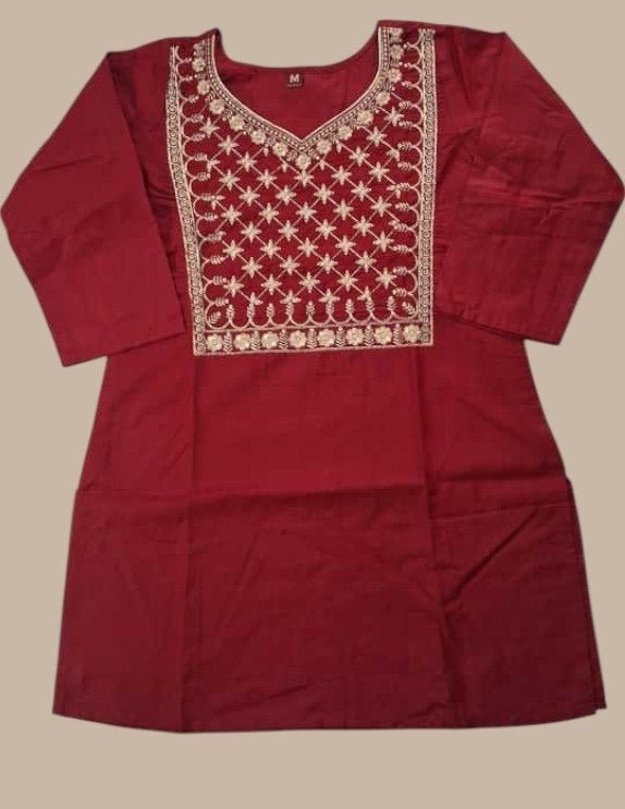 Cotton Blend Women’s Embroidery Straight Kurti | Ideal For Everyday - Rosepetals Luxe