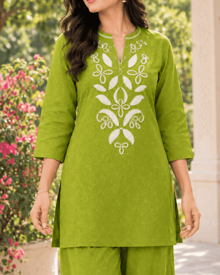 Cotton Flex Embroidered Co-ord Set - Rosepetals Luxe