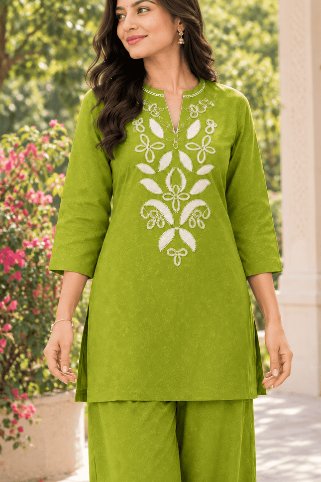 Cotton Flex Embroidered Co-ord Set - Rosepetals Luxe