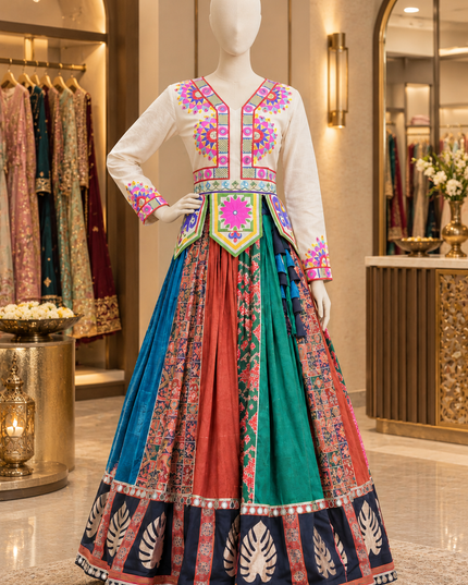 Cotton Gota & Mirror Work Lehenga Choli Set - Rosepetals Luxe
