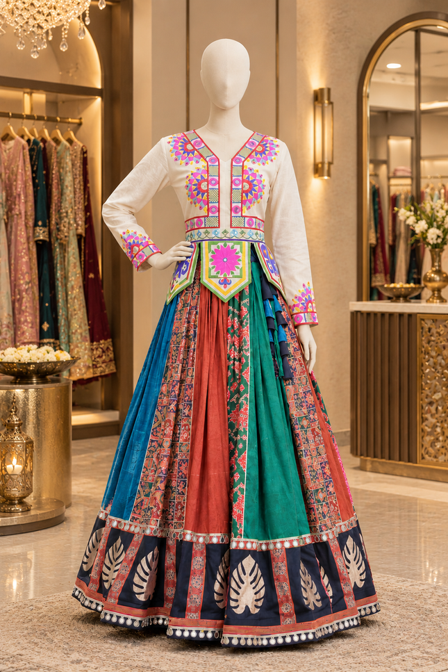 Cotton Gota & Mirror Work Lehenga Choli Set - Rosepetals Luxe