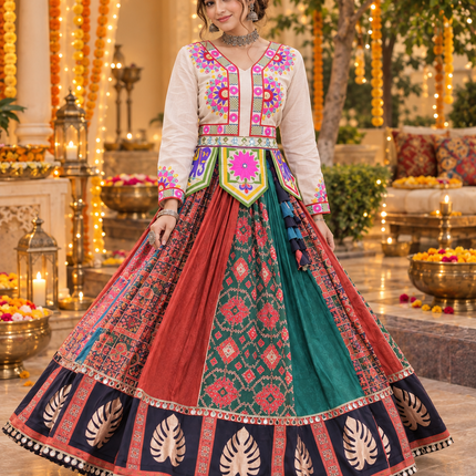 Cotton Gota & Mirror Work Lehenga Choli Set - Rosepetals Luxe