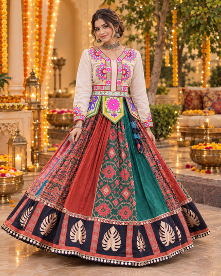 Cotton Gota & Mirror Work Lehenga Choli Set - Rosepetals Luxe