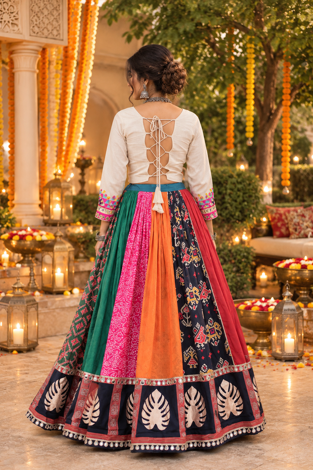 Cotton Gota & Mirror Work Lehenga Choli Set - Rosepetals Luxe