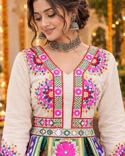 Cotton Gota & Mirror Work Lehenga Choli Set - Rosepetals Luxe