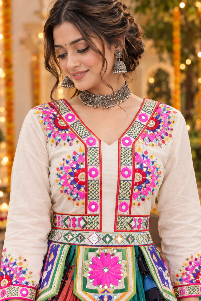Cotton Gota & Mirror Work Lehenga Choli Set - Rosepetals Luxe