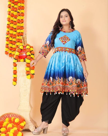 Cotton Kediyu Dhoti Set with Gamthi Pom Pom & Kodi Work | Navratri Garba Festive Wear | Sizes M–6XL - Rosepetals Luxe