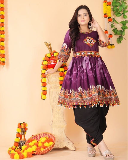 Cotton Kediyu Dhoti Set with Gamthi Pom Pom & Kodi Work | Navratri Garba Festive Wear | Sizes M–6XL - Rosepetals Luxe