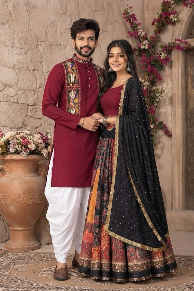 Cotton Kurta & Lehenga Couple Combo – Both Outfits Included - Rosepetals Luxe