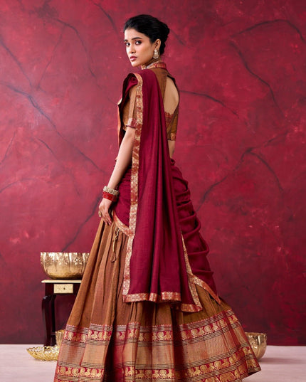 Cotton Lehenga With Zari Weaving Work |Festive Wear - Rosepetals Luxe