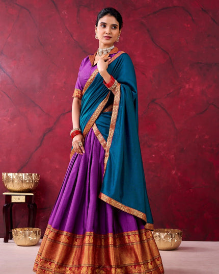 Cotton Lehenga With Zari Weaving Work |Festive Wear - Rosepetals Luxe