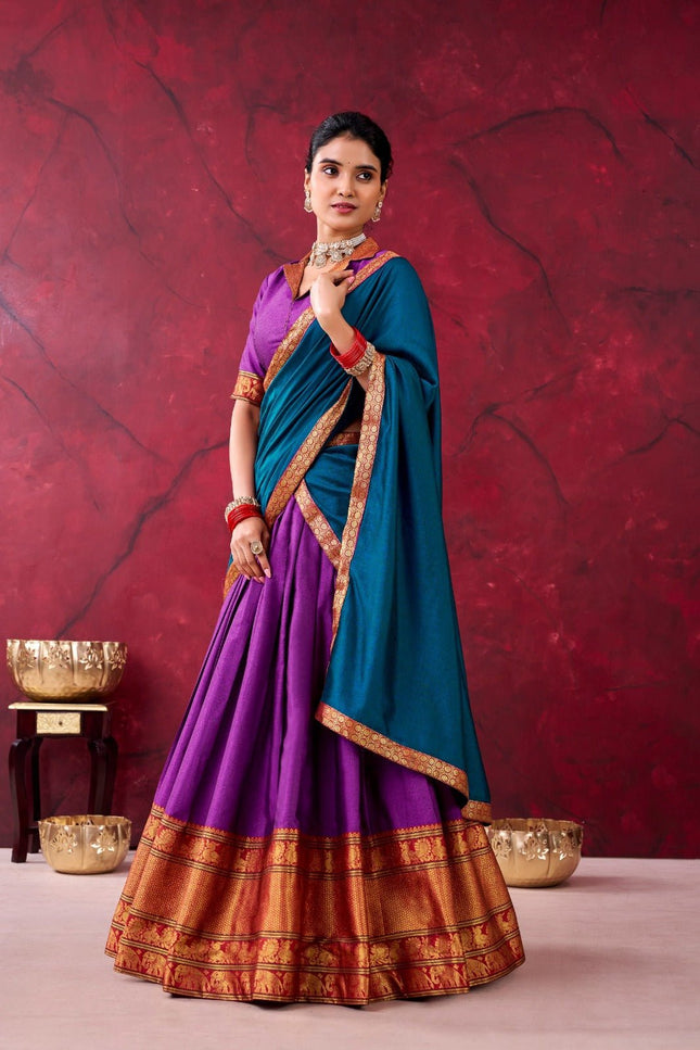 Cotton Lehenga With Zari Weaving Work |Festive Wear - Rosepetals Luxe