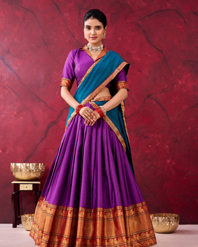 Cotton Lehenga With Zari Weaving Work |Festive Wear - Rosepetals Luxe