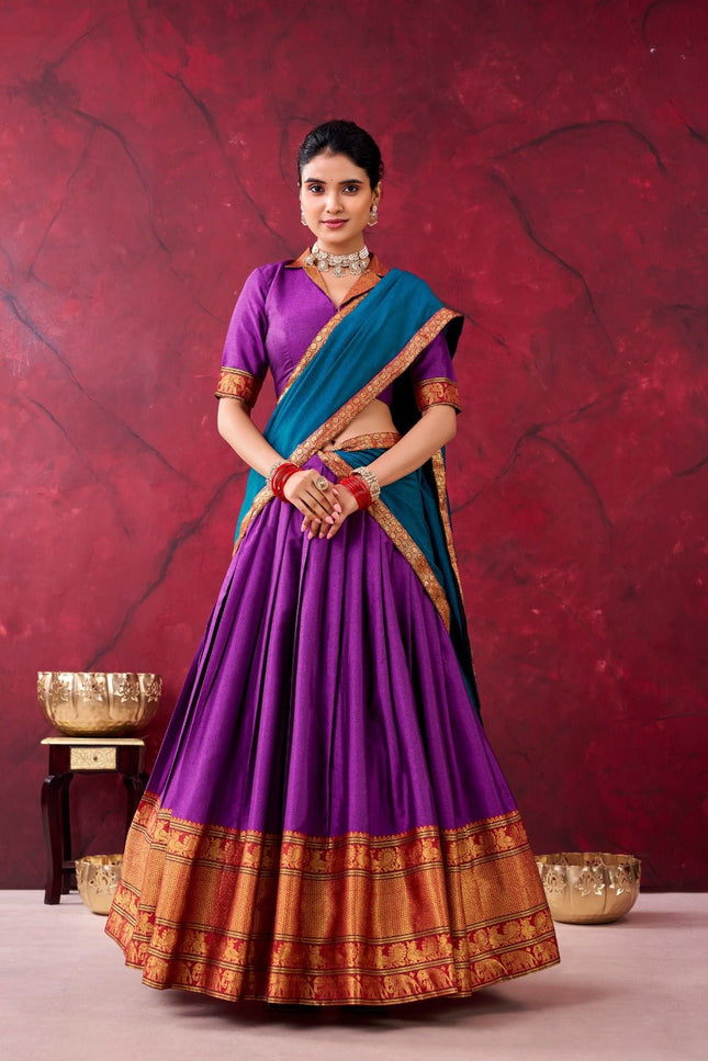 Cotton Lehenga With Zari Weaving Work |Festive Wear - Rosepetals Luxe