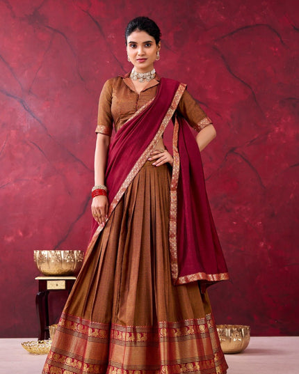 Cotton Lehenga With Zari Weaving Work |Festive Wear - Rosepetals Luxe