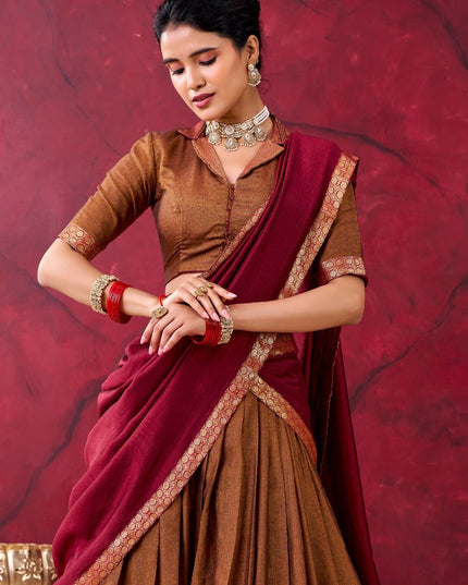 Cotton Lehenga With Zari Weaving Work |Festive Wear - Rosepetals Luxe