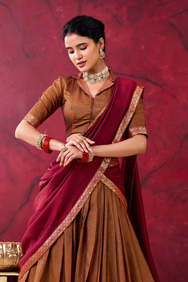 Cotton Lehenga With Zari Weaving Work |Festive Wear - Rosepetals Luxe