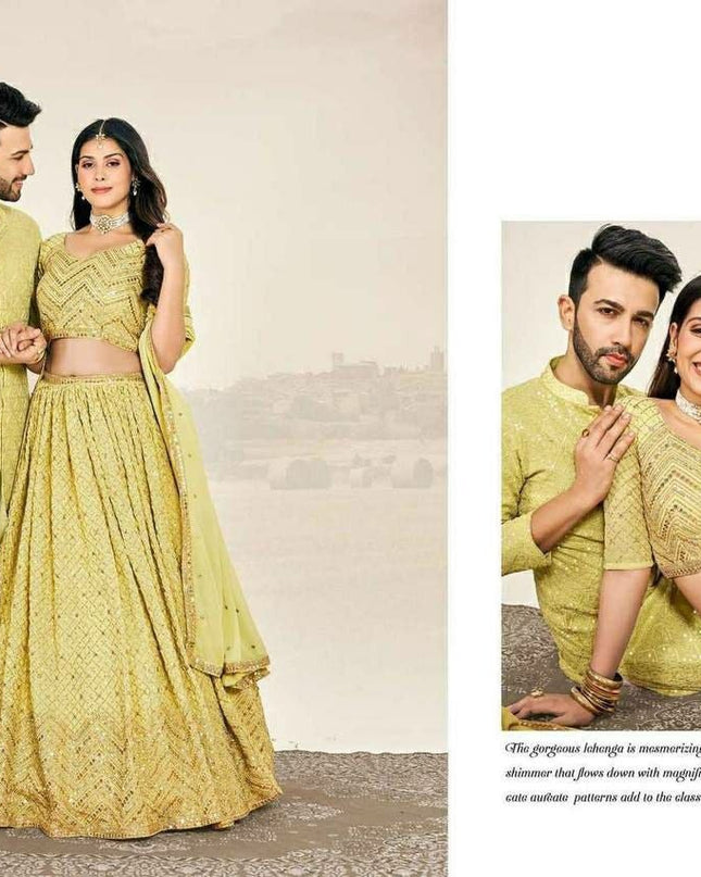 Couple Fit Check | Premium Heavy Georgette Silk Saree with Matching Kurta - Rosepetals Luxe