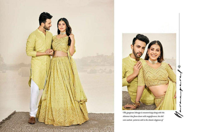 Couple Fit Check | Premium Heavy Georgette Silk Saree with Matching Kurta - Rosepetals Luxe
