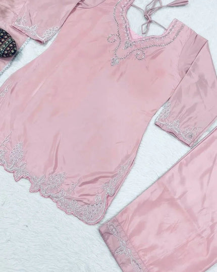 Crepe Silk Beadwork Farshi Salwar Suit Set - Rosepetals Luxe