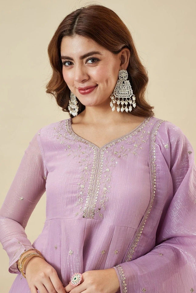 Crunchy Silk Sharara Set | Embroidery, Sequence & Gota Patti Work | Party Wear - Rosepetals Luxe