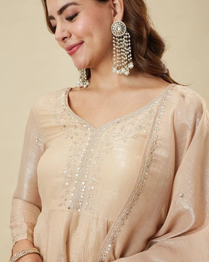 Crunchy Silk Sharara Set | Embroidery, Sequence & Gota Patti Work | Party Wear - Rosepetals Luxe