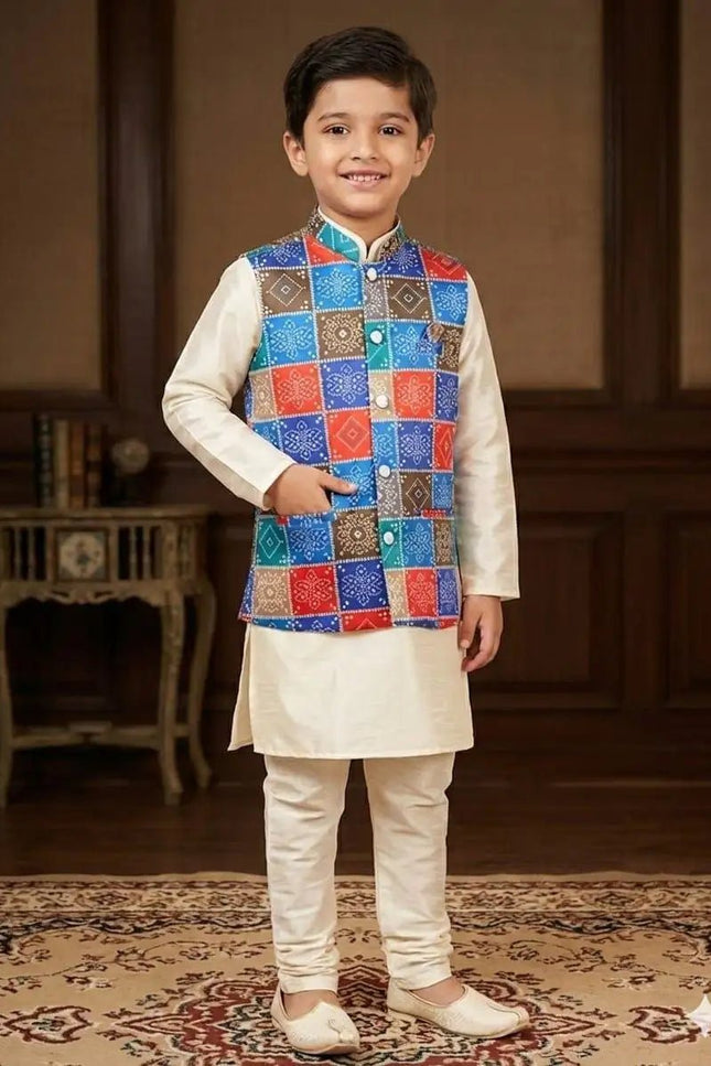 Dad & Son Matching Kurta Koti Set | Malai Satin | Festive Ethnic Combo | Sizes 6–12 Yrs & M–3XL - Rosepetals Luxe